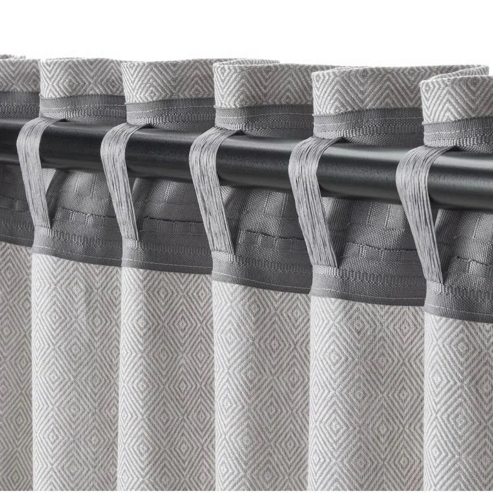 NEW IKEA FJADERMOTT GRAY WHITE WOVEN CURTAINS 57x98 - TWO PANELS